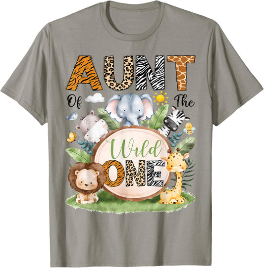 Aunt of The Wild One Safari Jungle 1st Birthday Boy T-Shirt - T-Shirt | Sand