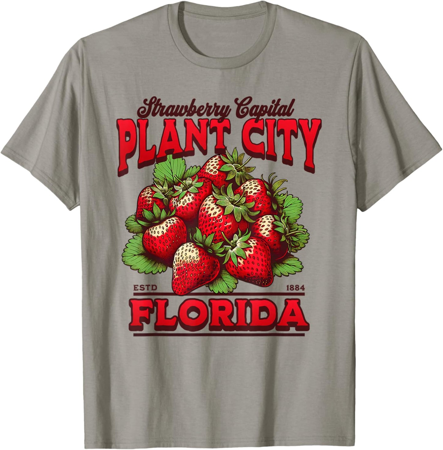 Plant City Florida Strawberry Capital Since 1884 Vintage T-Shirt - T-Shirt | Sand