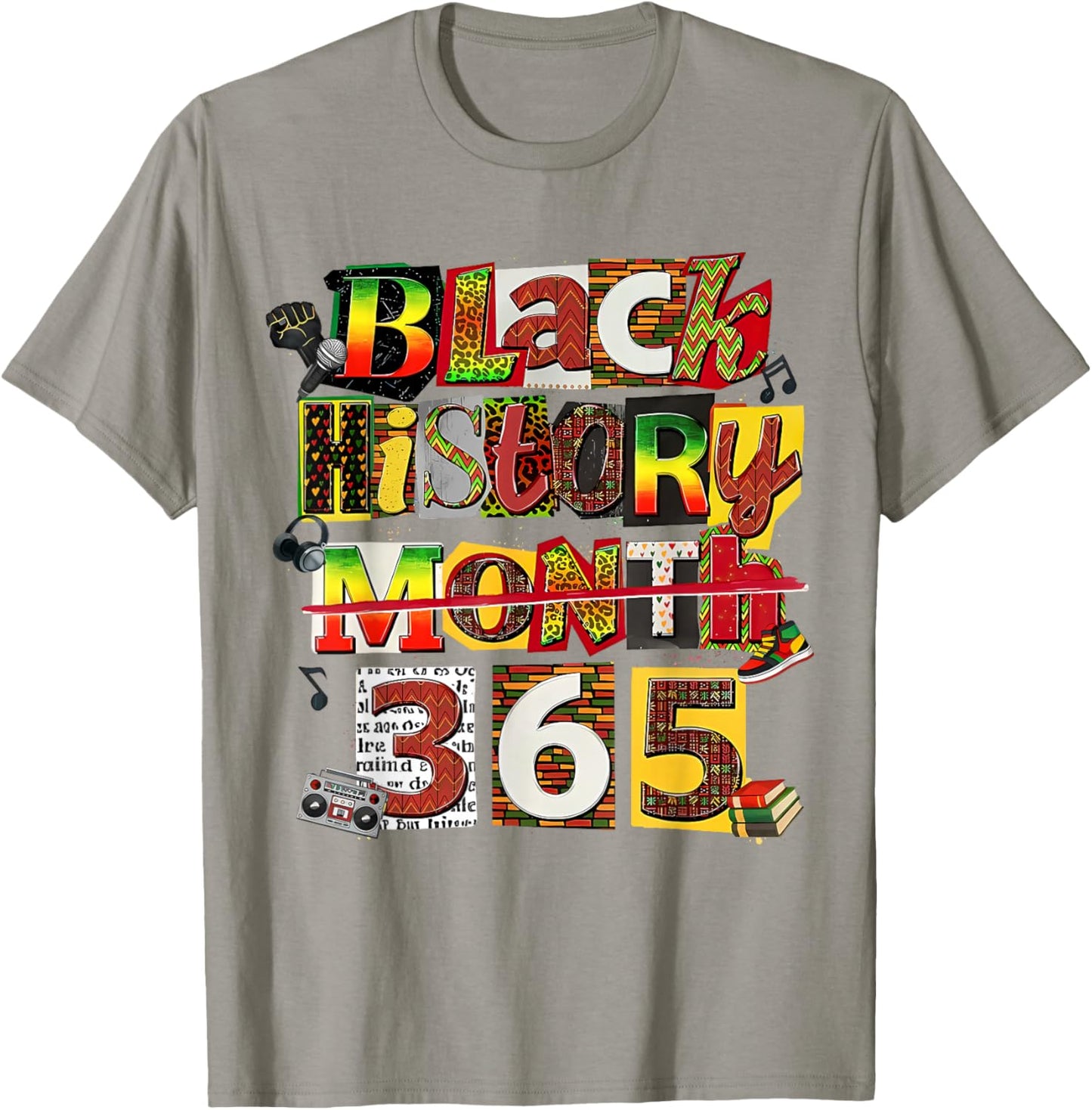 Black History Month 365 Collage Afro American Pride T-Shirt - T-Shirt | Sand