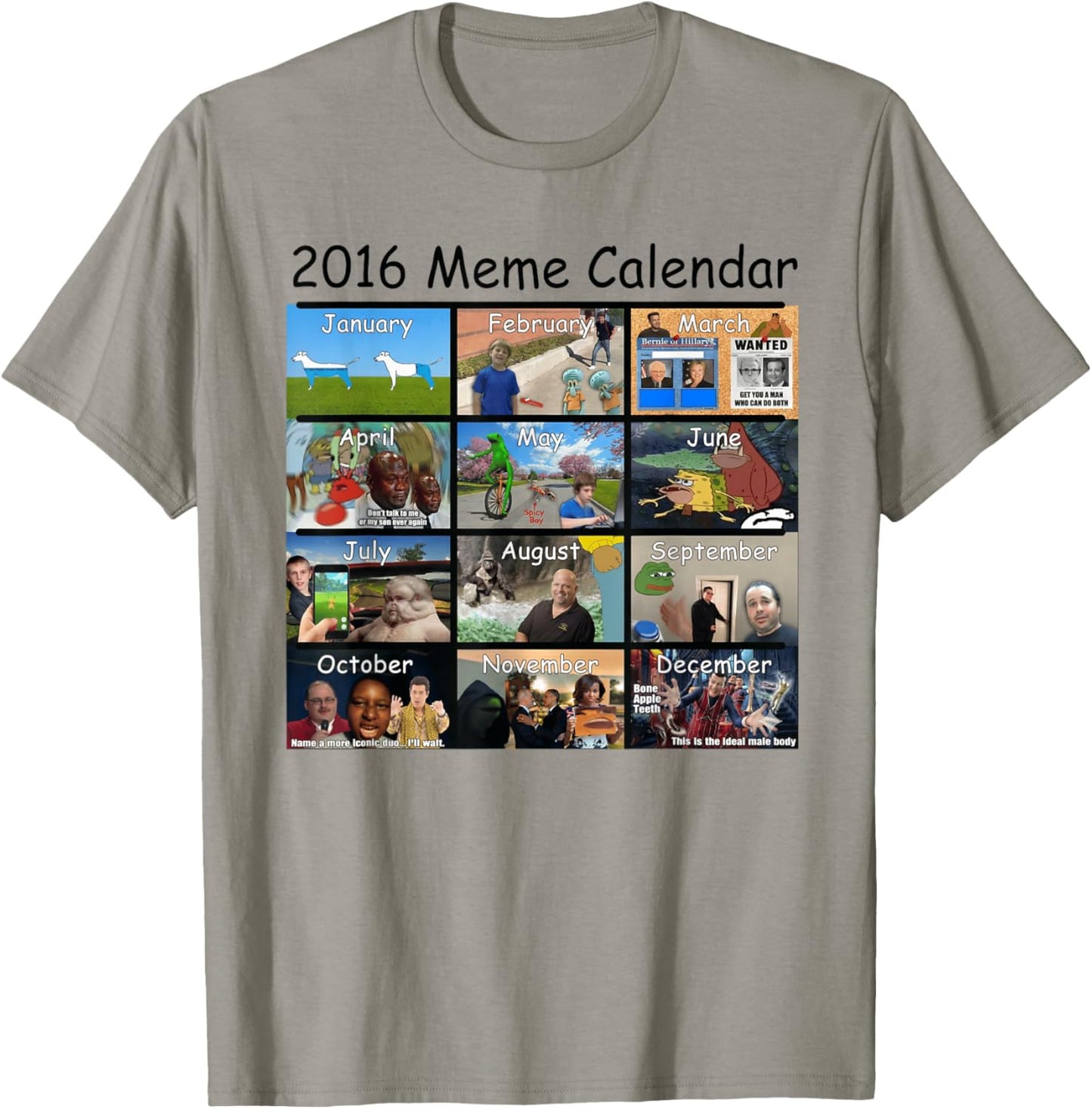 2016 Meme Calendar Meme of The Year T-Shirt - T-Shirt | Sand