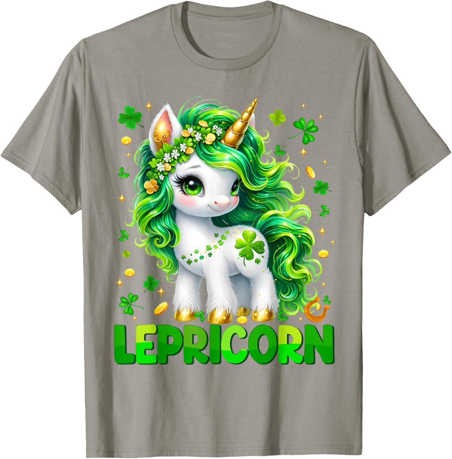Lepricorn Cute Unicorn Shamrock St Patricks Girl Kid Toddler T-Shirt - T-Shirt | Sand