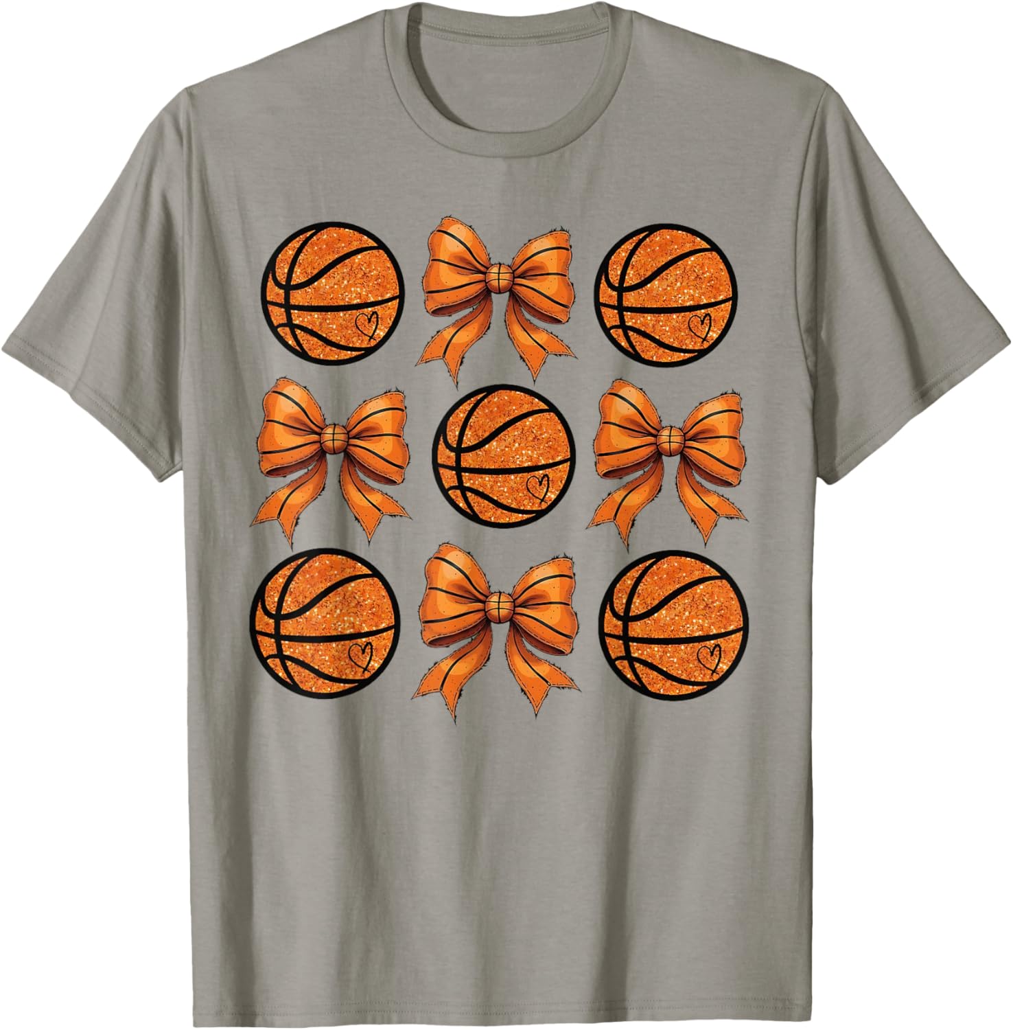 Basketball Bow Game Day Basketball Coquette Bow Women Girls T-Shirt - T-Shirt | Sand