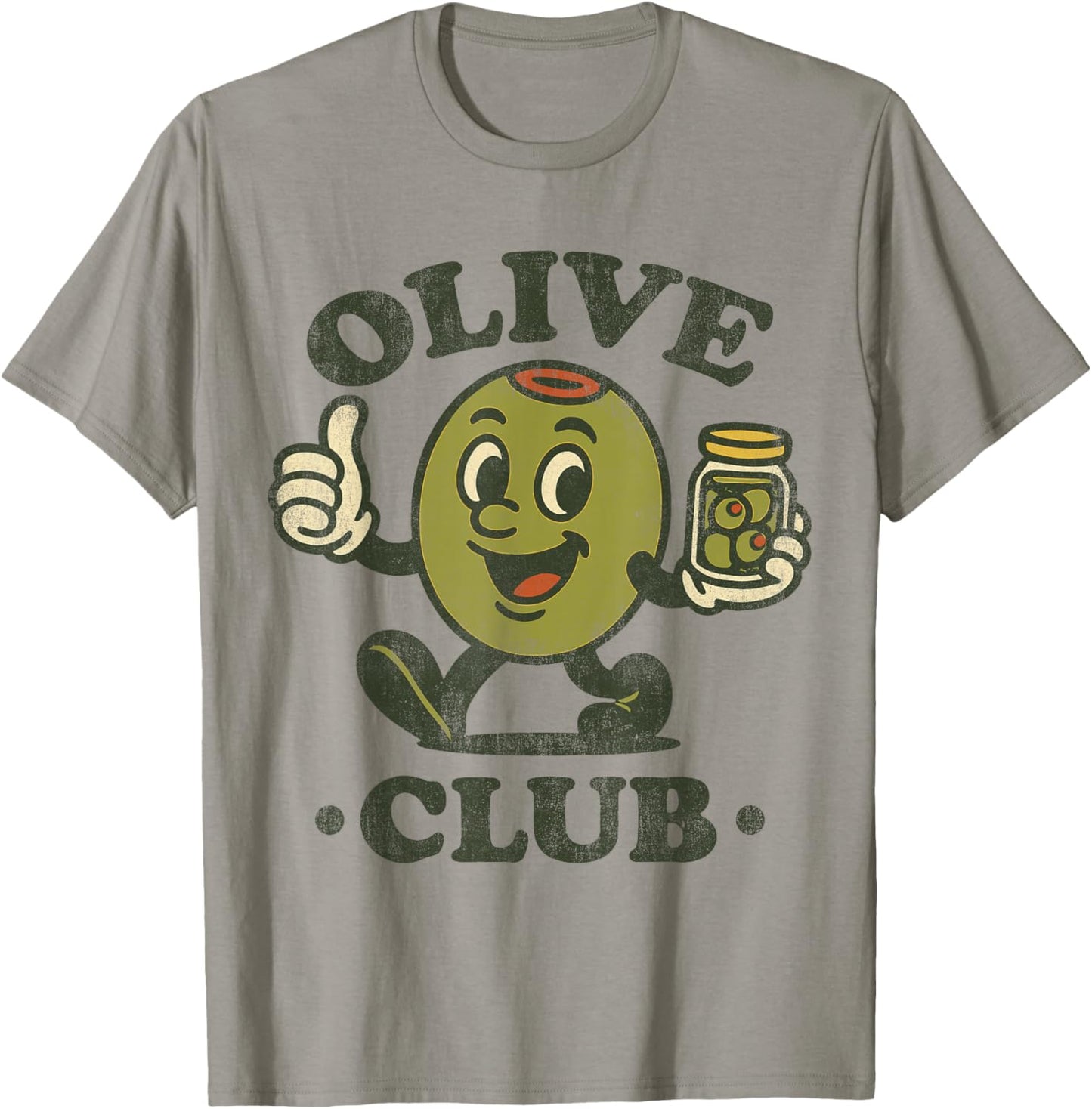 Vintage Olive Club Retro Martini Olive Mascot T-Shirt - T-Shirt | Sand