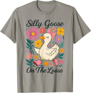Funny Silly Goose On The Loose Silly Goose Girl Kids T-Shirt - T-Shirt | Sand
