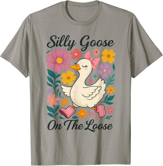 Funny Silly Goose On The Loose Silly Goose Girl Kids T-Shirt - T-Shirt | Sand