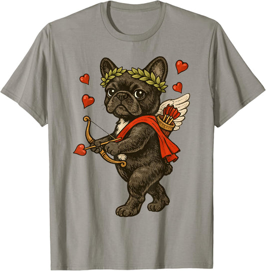 Valentine's Black French Bulldog Cupid for Frenchie Lover T-Shirt - T-Shirt | Sand