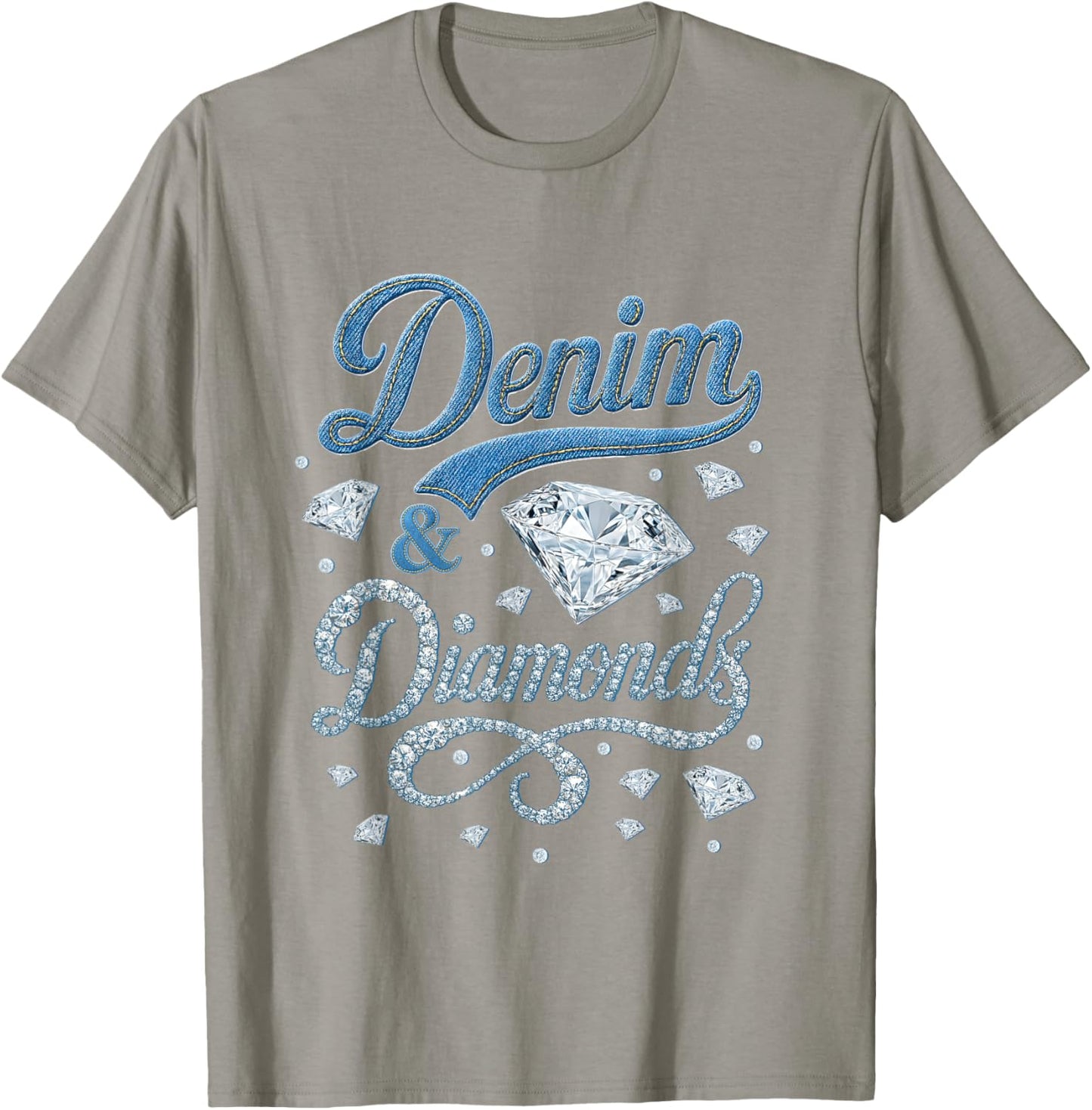 Denim and Diamonds Western Cowgirl Glam Style Men T-Shirt - T-Shirt | Sand