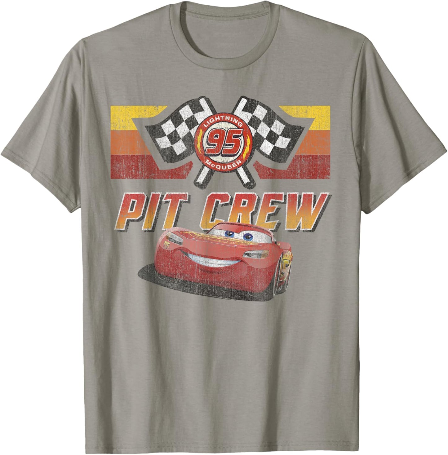 Disney Pixar Cars McQueen Pit Crew Red Distressed T-Shirt - T-Shirt | Sand