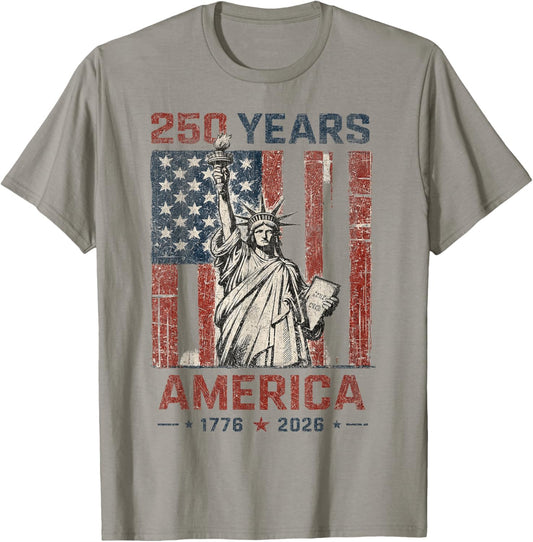 USA 250 Years 1776 2026 Patriotic Statue of Liberty T-Shirt - T-Shirt | Sand