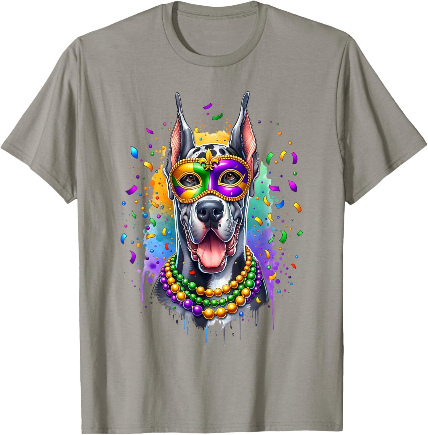 Mardi Gras Great Dane Dog T-Shirt - T-Shirt | Sand
