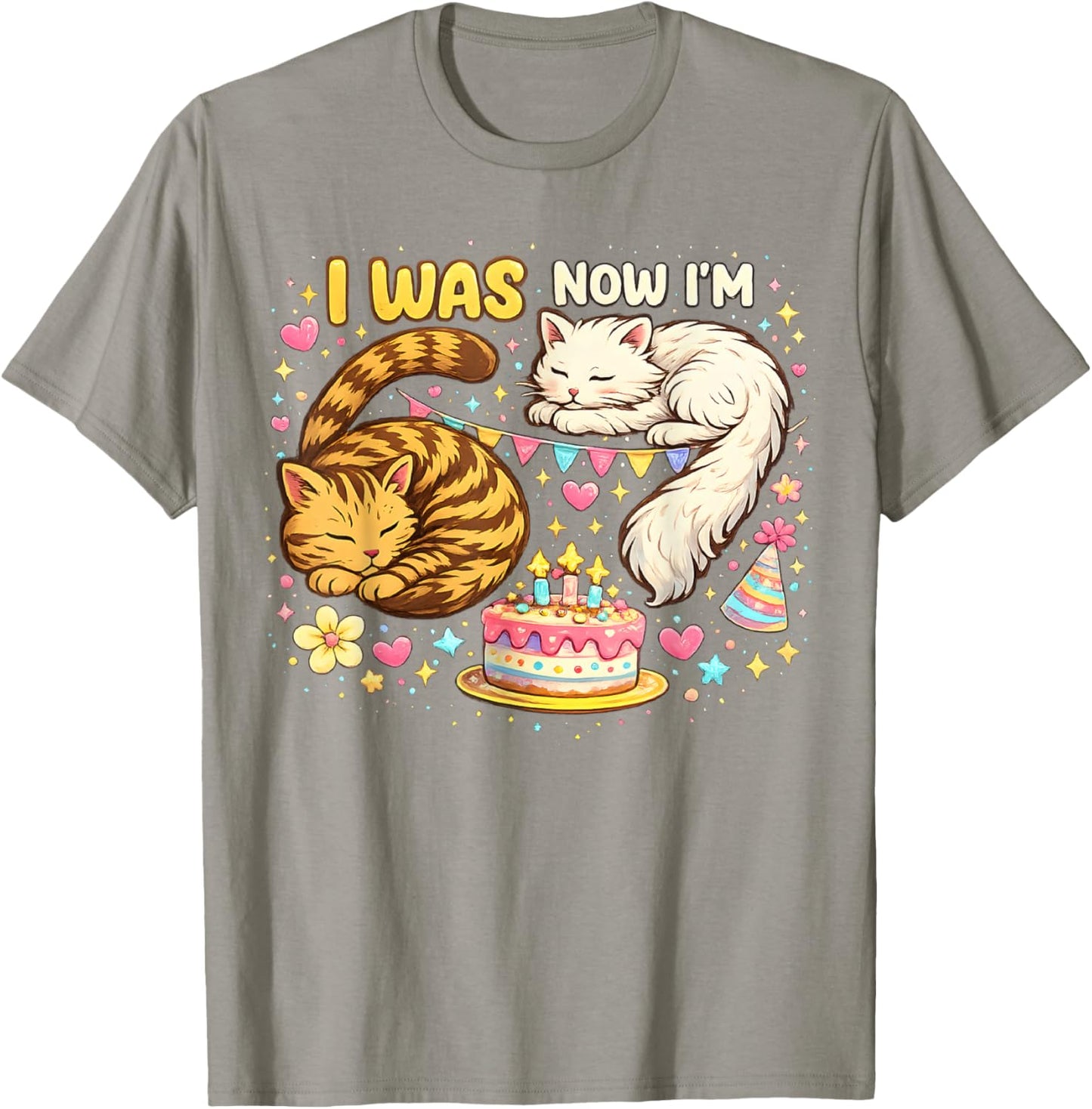 I was 6 Now I'm 7 Birthday 7 Years Old Birthday Funny Cats T-Shirt - T-Shirt | Sand