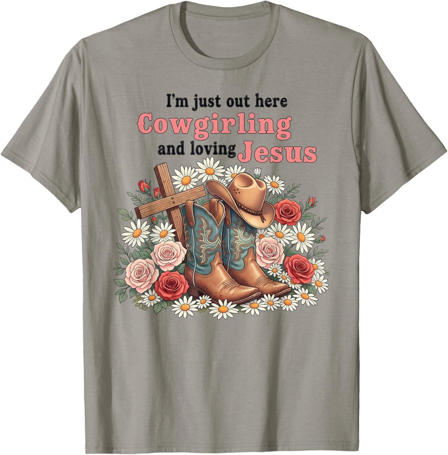 Cute Christian Cowgirl Loves Jesus Religious T-Shirt - T-Shirt | Sand