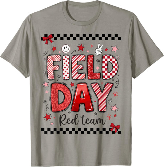 Field Day Red Team Sporty Spirit School Boys Girls Teachers T-Shirt - T-Shirt | Sand