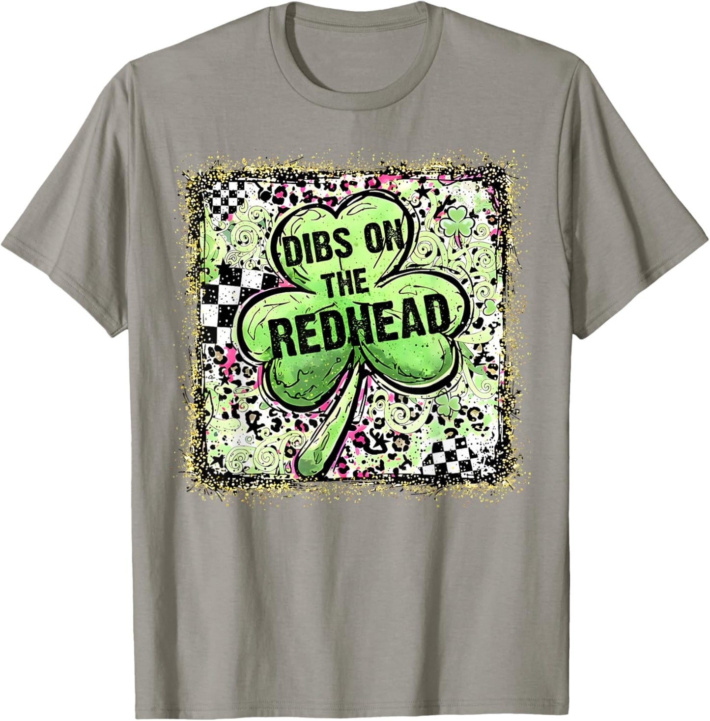 Dibs On The Redhead Leopard Shamrock Irish St Patricks Day T-Shirt - T-Shirt | Sand