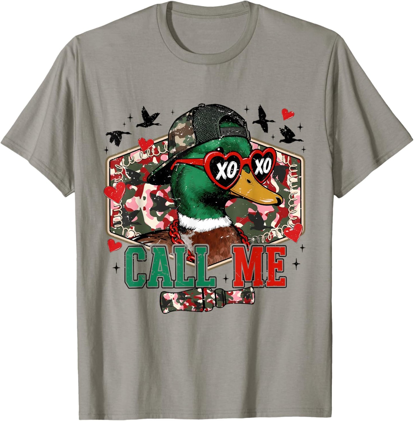 Valentine Duck Hunting XOXO Call Me Boys Kids Camo T-Shirt - T-Shirt | Sand