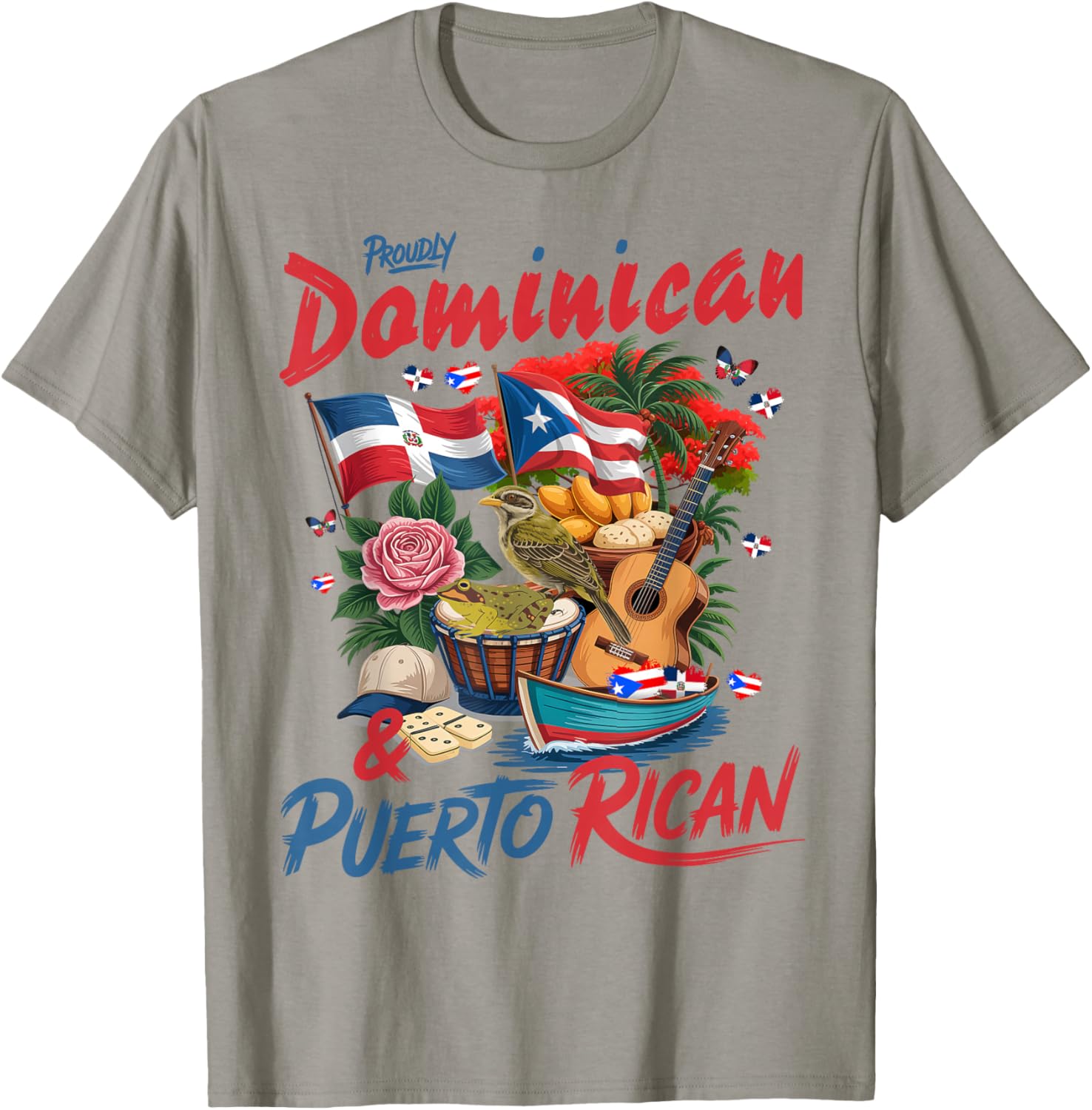 Puerto Rican & Dominican Flag Idea Dominican Theme T-Shirt - T-Shirt | Sand