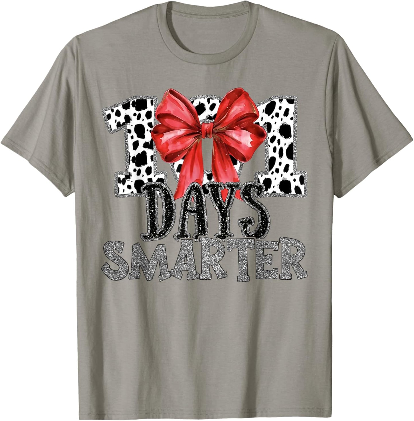 100 Days Smarter Coquette Bow Dalmatian Dog Teachers Kids T-Shirt - T-Shirt | Sand
