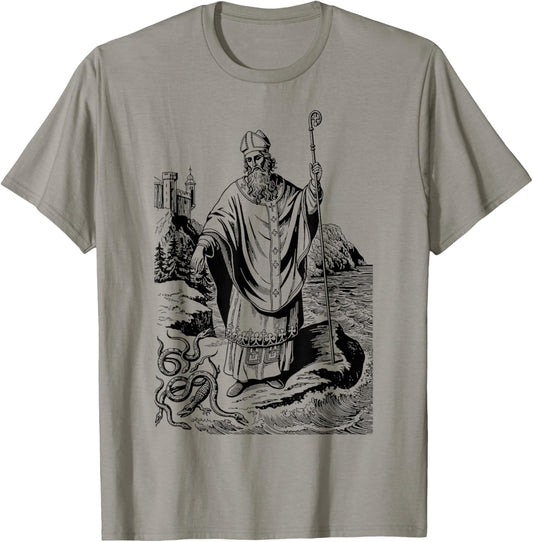 St Patrick Catholic Saint Patricks Day Snakes Ireland T-Shirt - T-Shirt | Sand