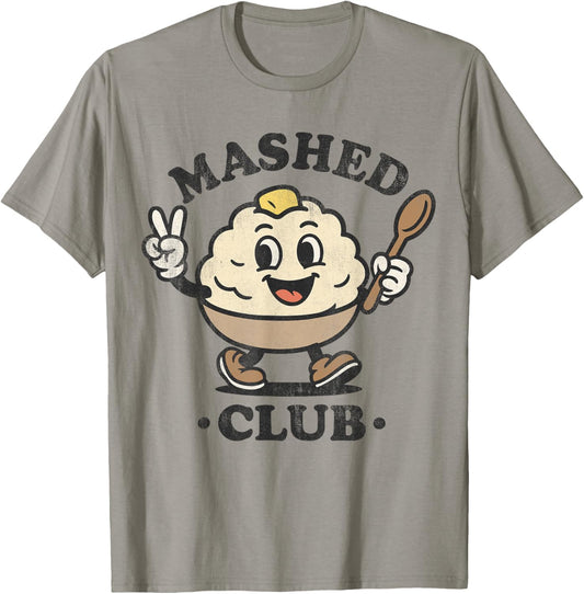 Vintage Mashed Club Retro Kawaii Potato Bowl T-Shirt - T-Shirt | Sand
