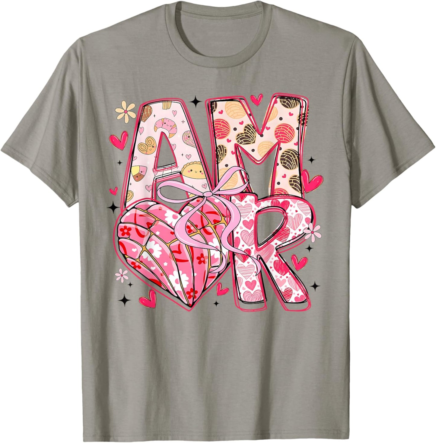 Valentine Amor Coquette Bow Concha Pan Dulce Valentine T-Shirt - T-Shirt | Sand