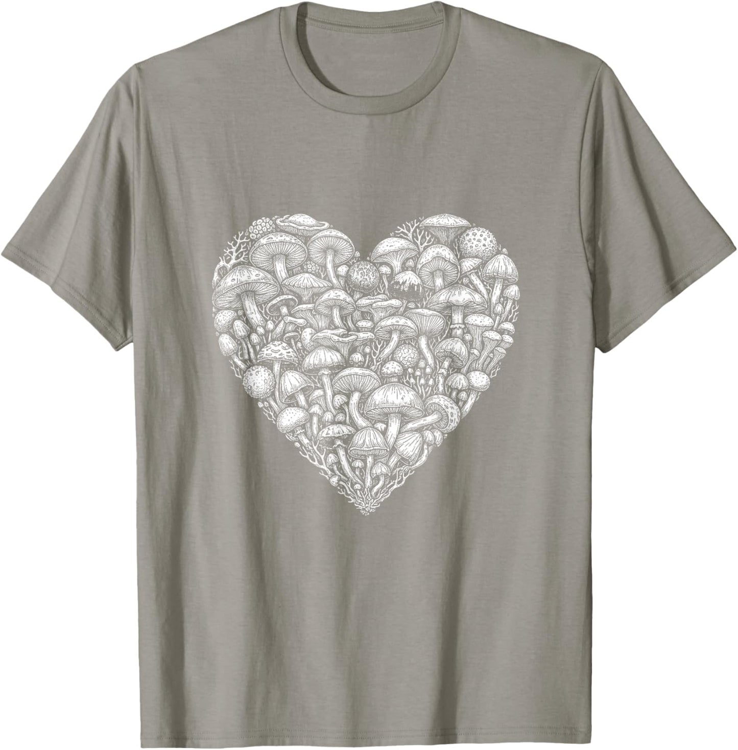 Mushroom Heart Shaped Cute Valentines Days T-Shirt - T-Shirt | Sand