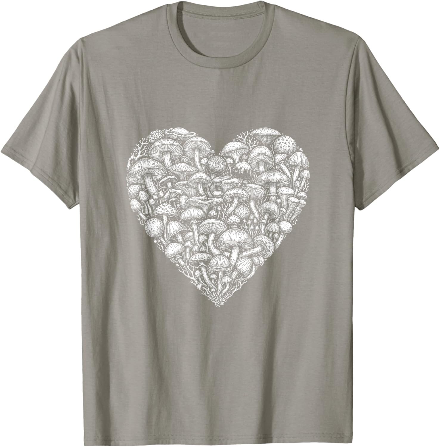 Mushroom Heart Shaped Cute Valentines Days T-Shirt - T-Shirt | Sand