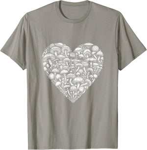 Mushroom Heart Shaped Cute Valentines Days T-Shirt - T-Shirt | Sand