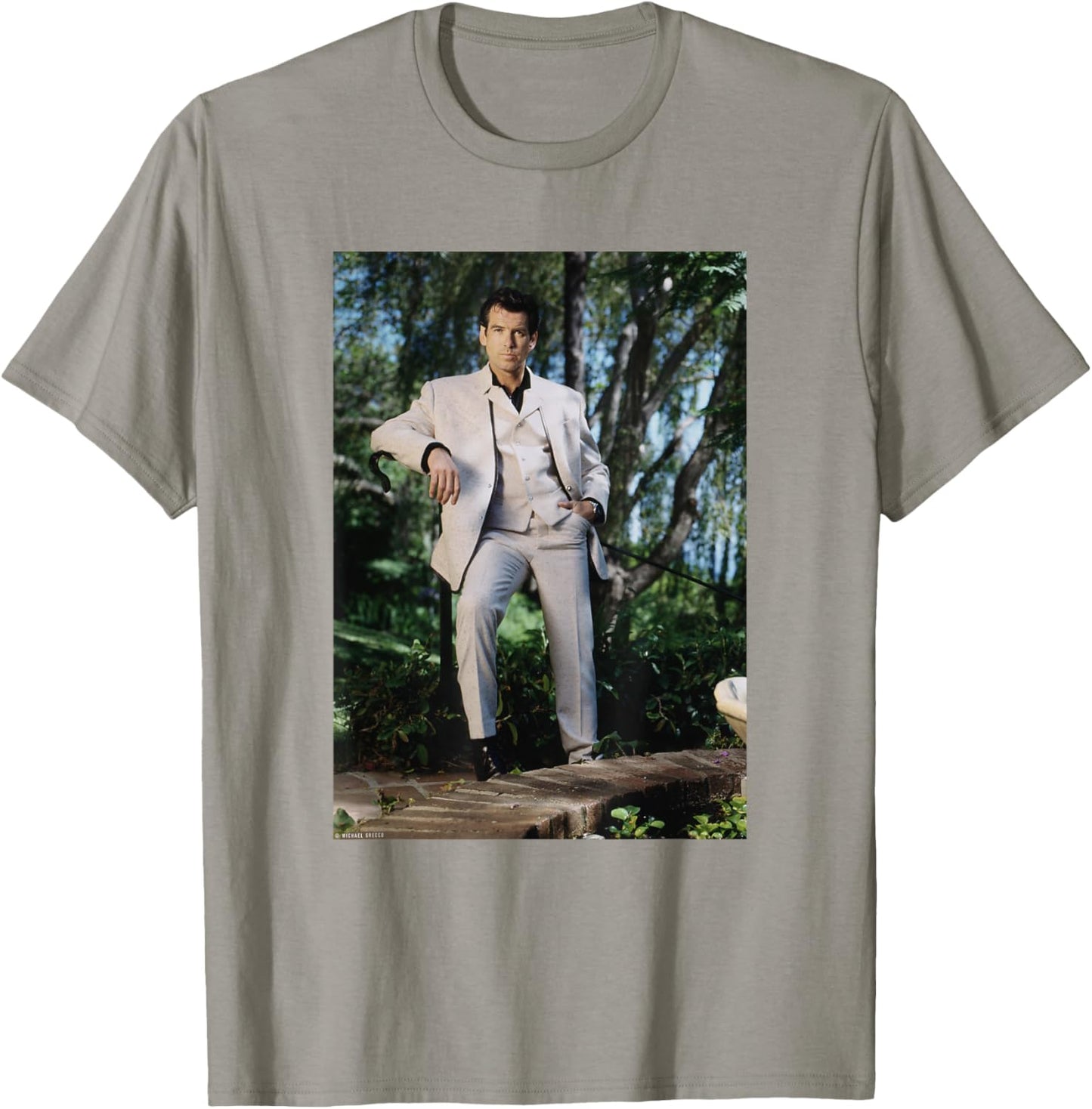 Pierce Brosnan James Bond Actor GoldenEye by Michael Grecco T-Shirt - T-Shirt | Sand