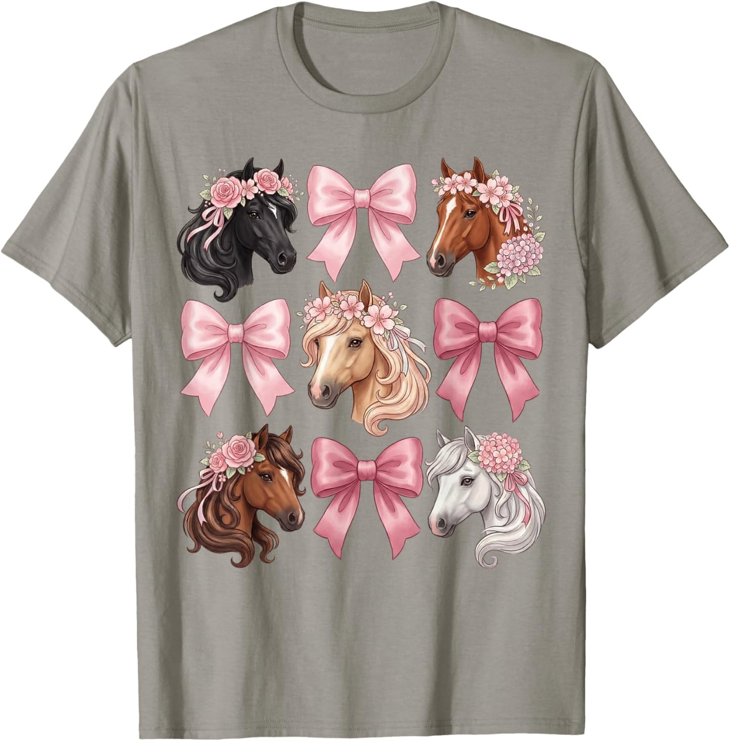 Horses Coquette Bow Floral Western Country Horse Girl Women T-Shirt - T-Shirt | Sand