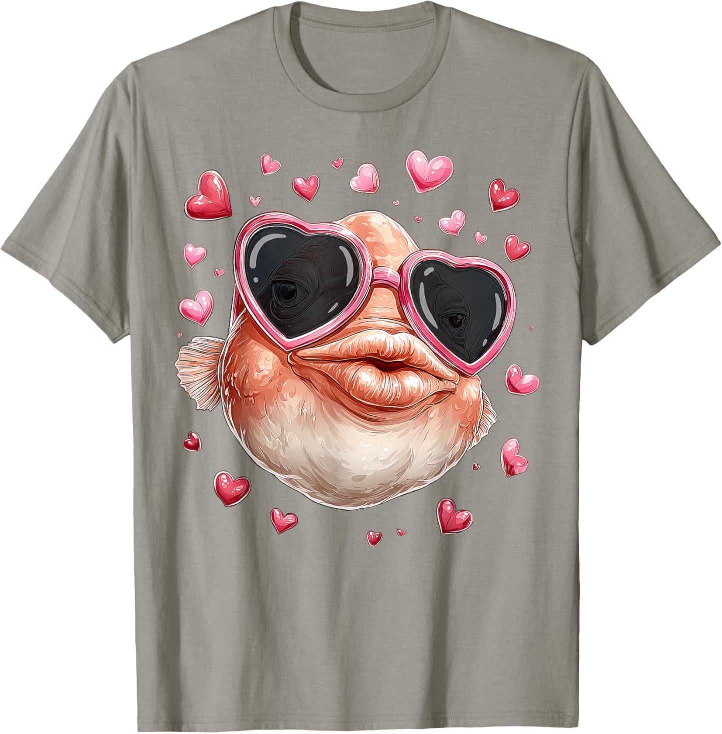 Blobfish Fish Valentine's Day Heart Sunglasses T-Shirt - T-Shirt | Sand