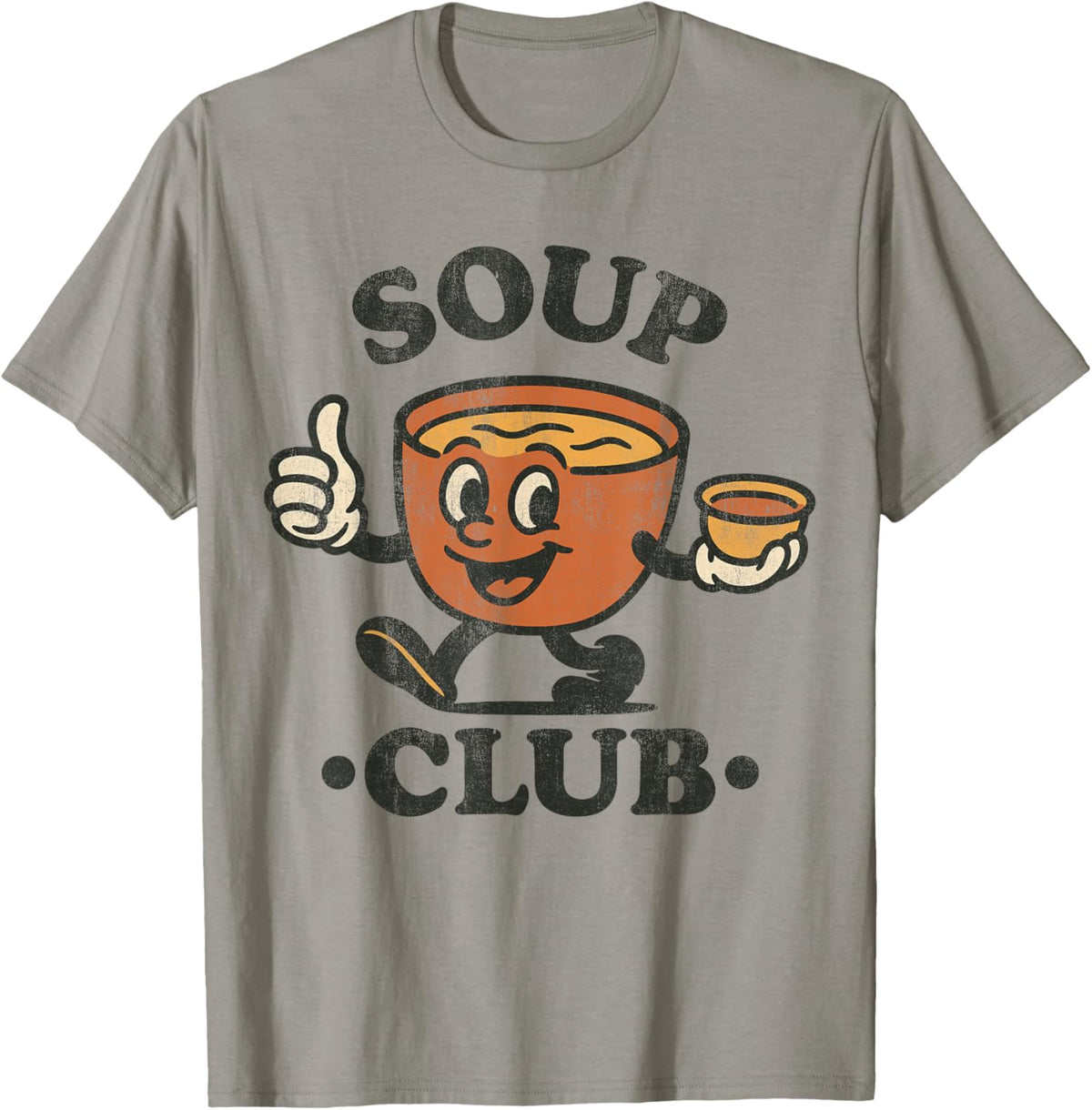 Vintage Soup Club Retro Cozy Food Mascot T-Shirt - T-Shirt | Sand