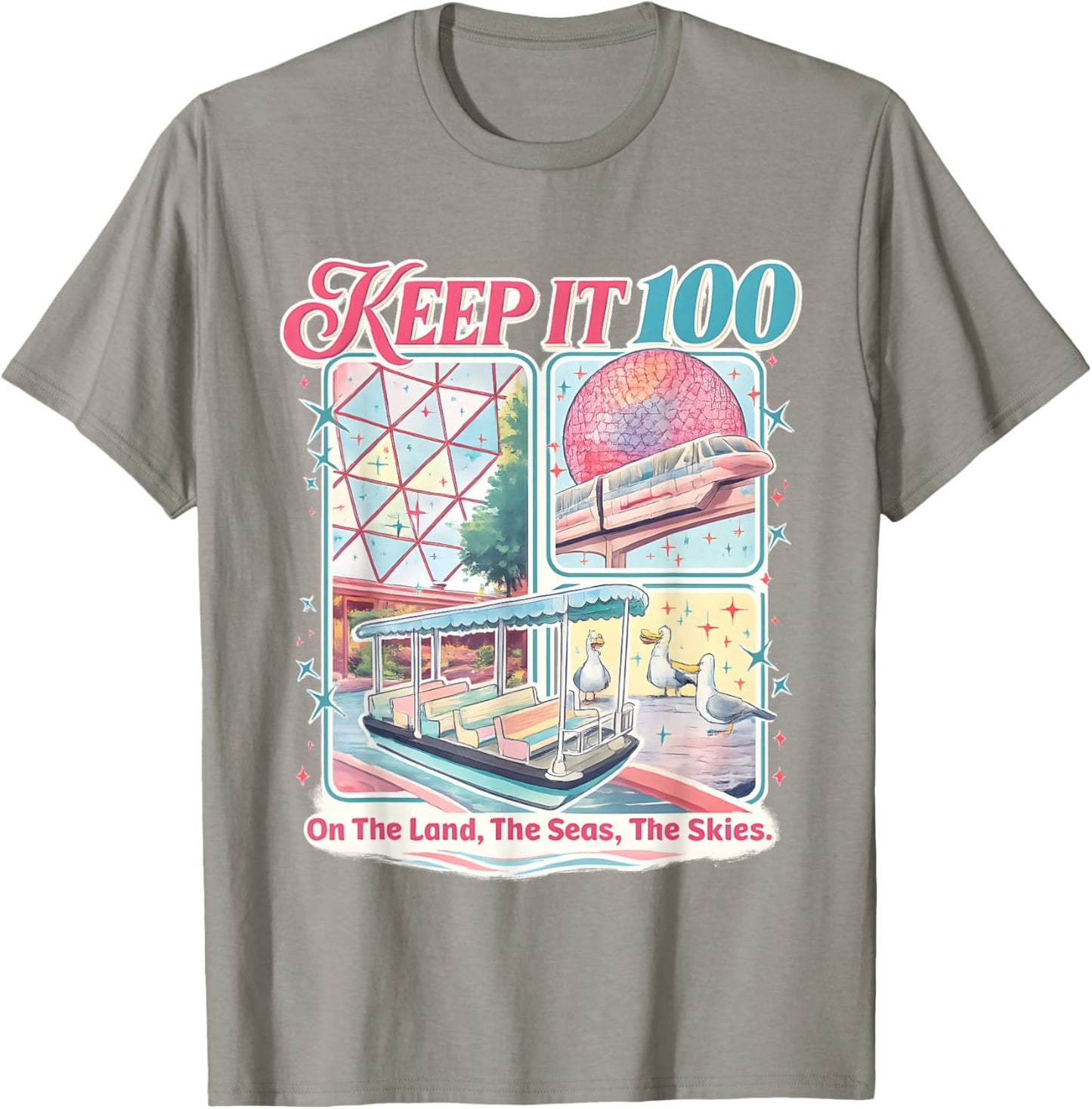 Keep It 100 The Land The Seas The Skies T-Shirt - T-Shirt | Sand