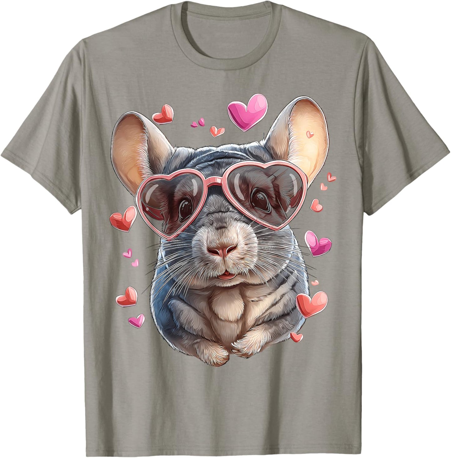 Chinchilla Pet Valentine's Day Heart Sunglasses T-Shirt - T-Shirt | Sand