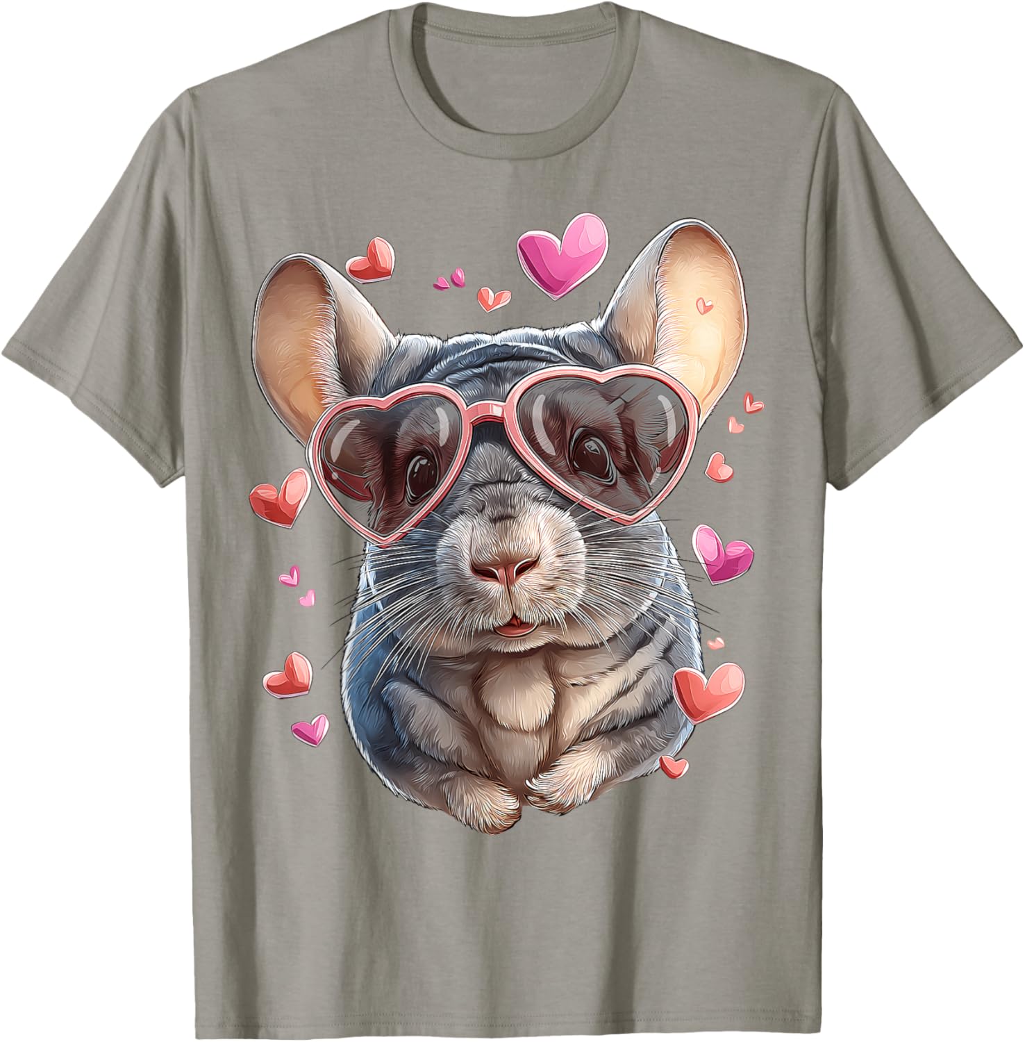 Chinchilla Pet Valentine's Day Heart Sunglasses T-Shirt - T-Shirt | Sand