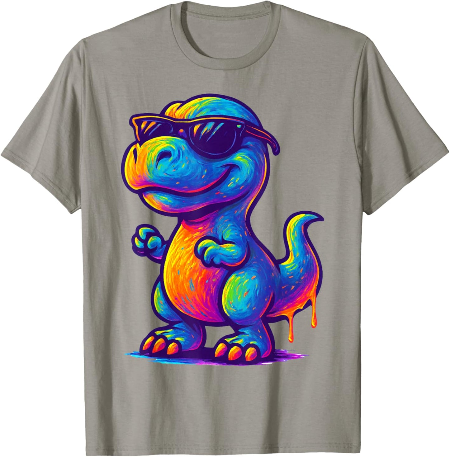 Colorful Neon Dinosaur Retro Cool Fun T-Shirt - T-Shirt | Sand