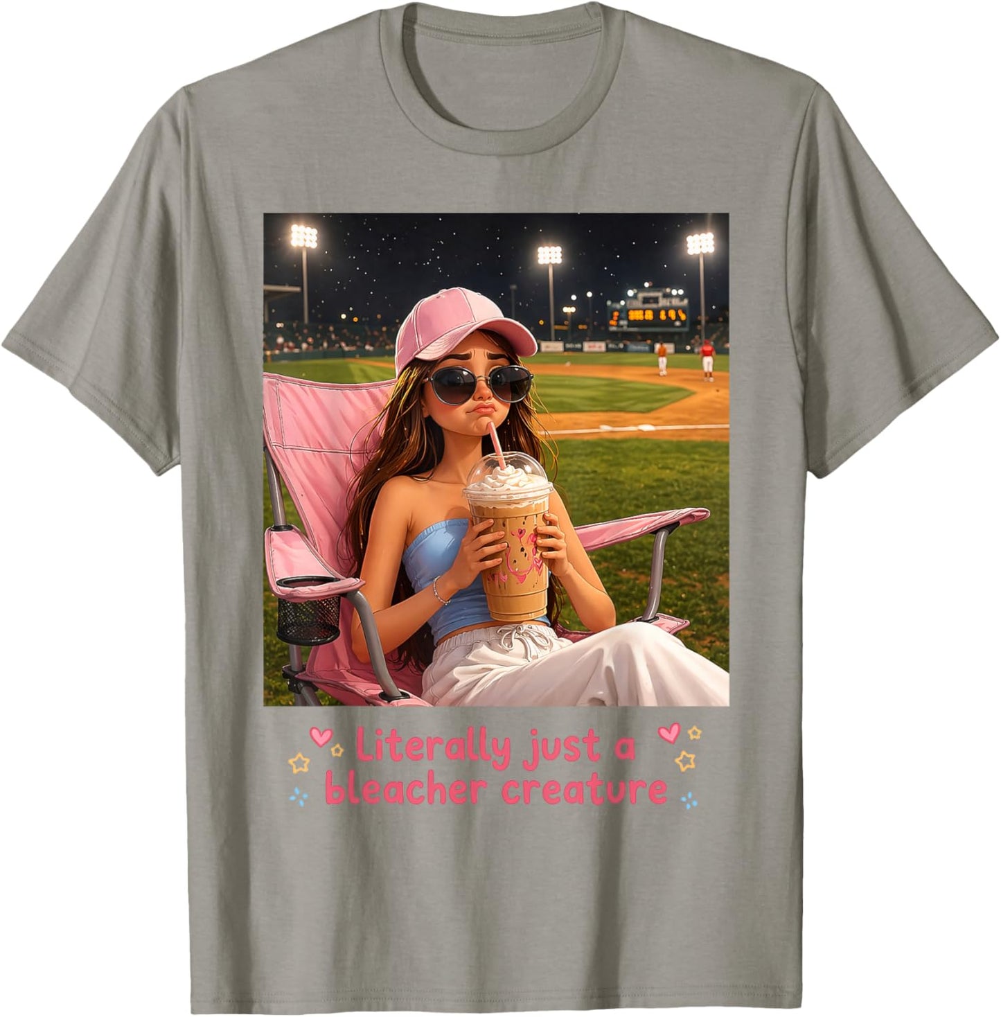 Literally Just a Bleacher Creature Funny Baseball Mom T-Shirt - T-Shirt | Sand