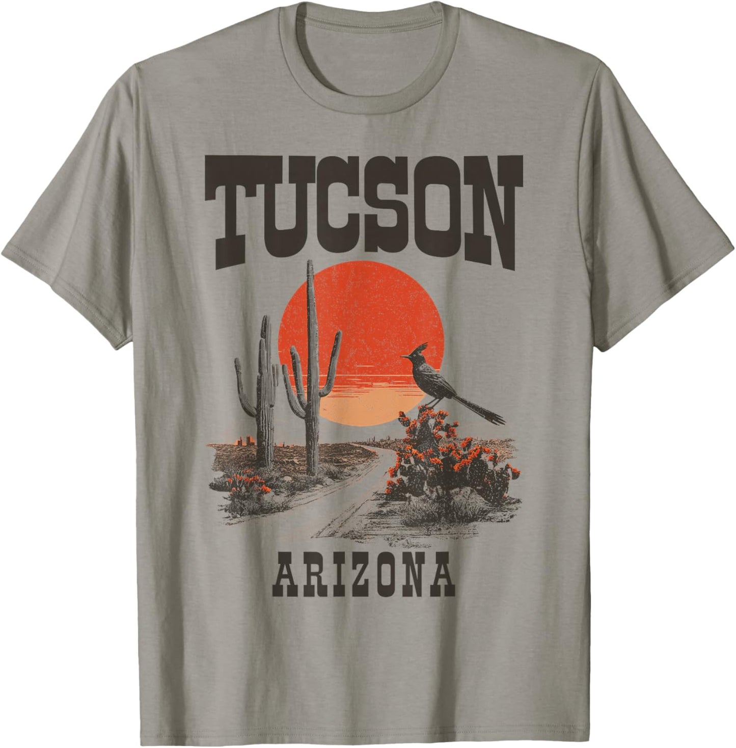 Tucson Arizona Roadrunner Desert Cactus Vintage T-Shirt - T-Shirt | Sand