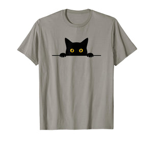 Cute Black Cat Kitty Peeking Graphic | Kitten Funny T-Shirt