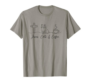 Christian Jesus Cats Coffee Cat Caffeine Lover Religious T-Shirt