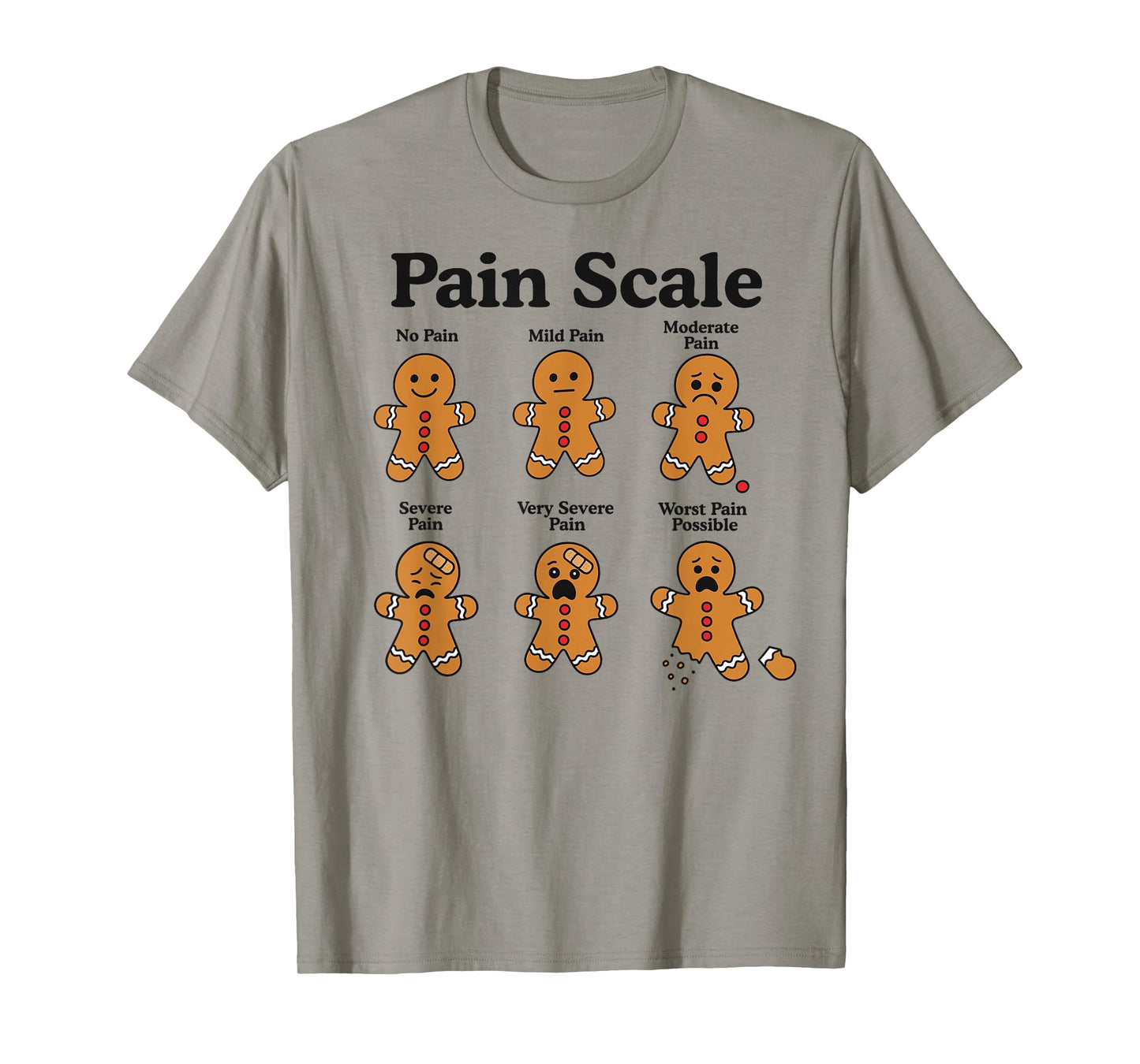 Pain Scale Gingerbread Man Funny Nurse Christmas ICU Nurse T-Shirt