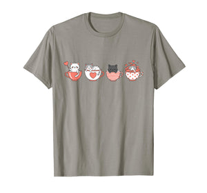 Kawaii Cat Cute Valentine Hearts Teacup Kitty T-Shirt