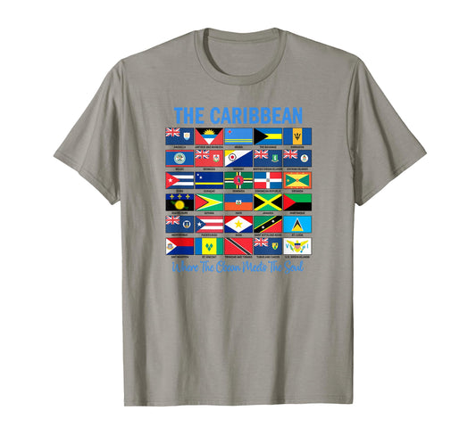 The Caribbean Where Ocean Meets The Soul Flags T-Shirt