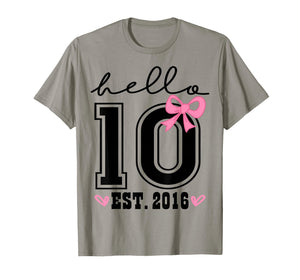 Hello Ten Est 2016 Pink Coquette Bow 10th Birthday Girl T-Shirt