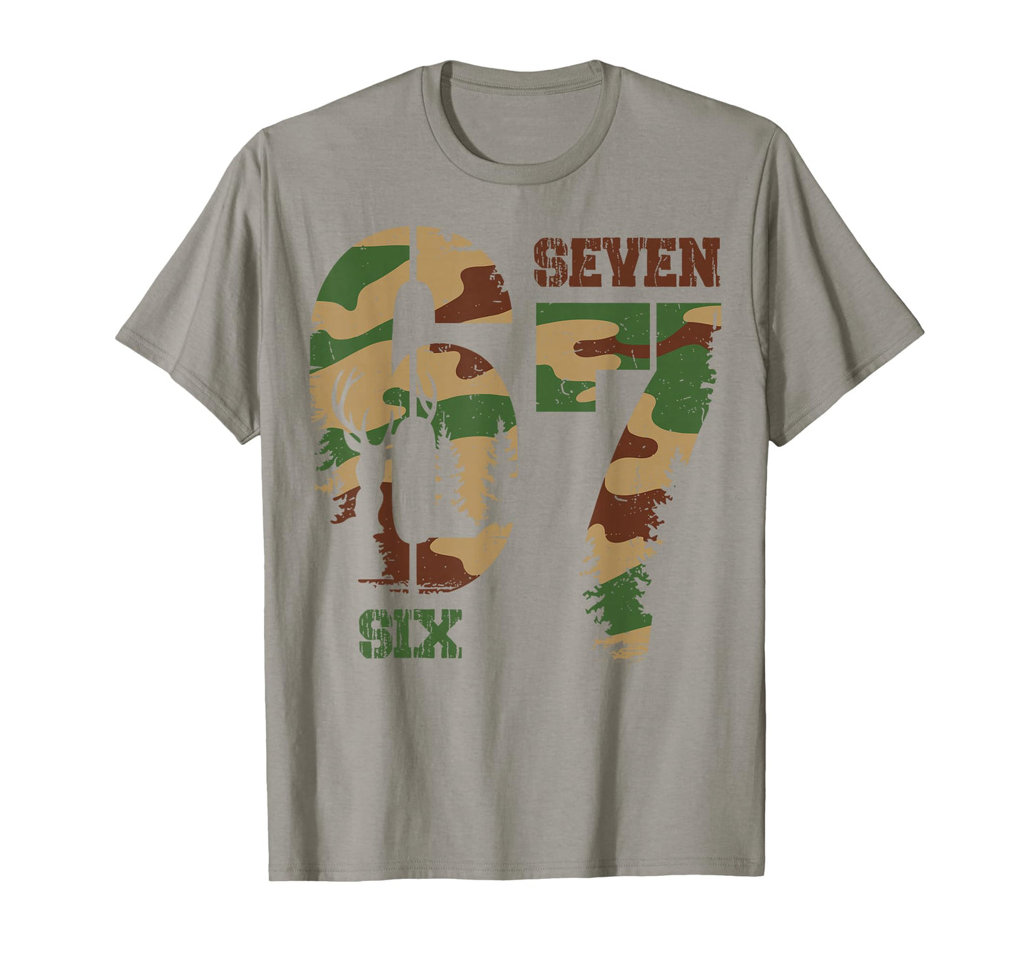 67 Six Seven Meme Camo Deer Hunting Gift for Boys Men Hunter T-Shirt