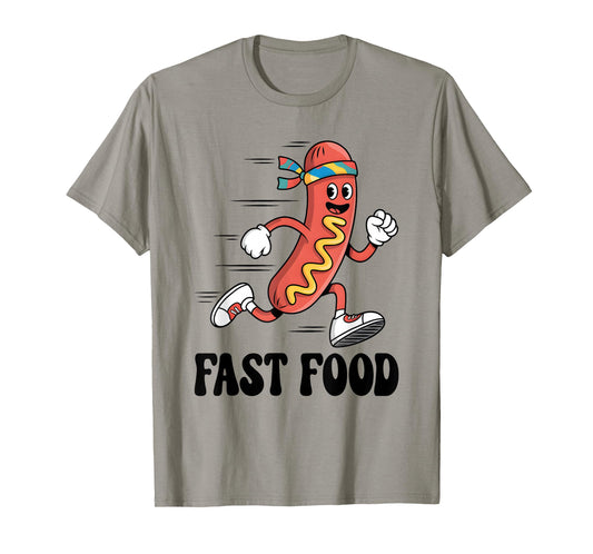Fast Food Funny Pun Working Out Running Jogging Gym Hot Dog T-Shirt