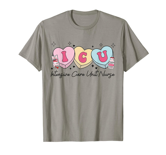 Shirt Intensive Care Unit Nurse Heart T-Shirt
