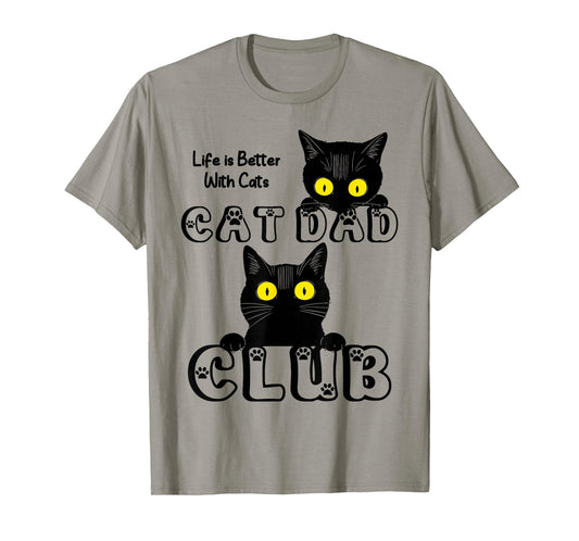 Funny Cat Dad Club Husband Birthday Fathers Day T-Shirt