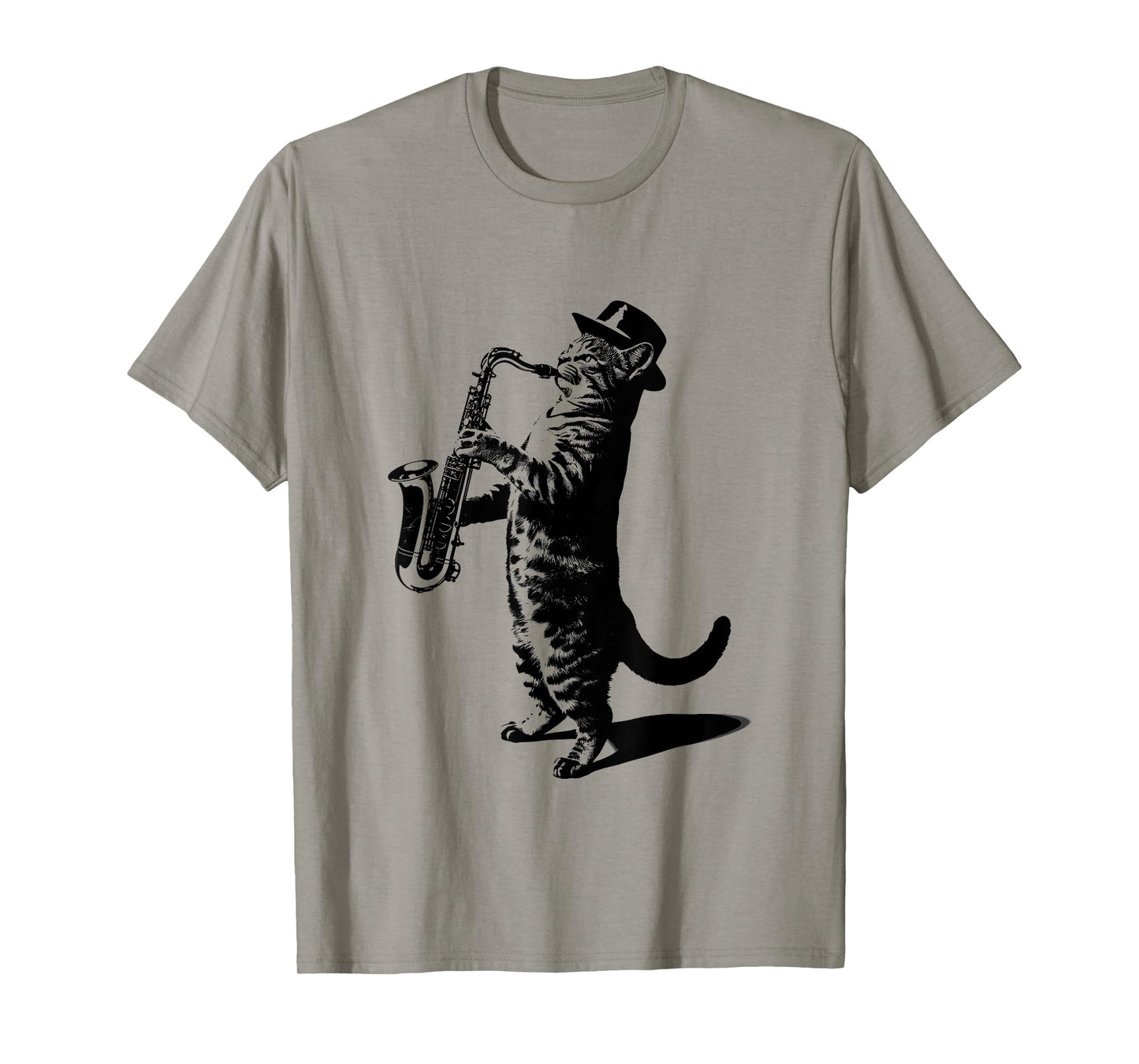 Jazz Cat Playing Saxophone Music Art T-Shirt