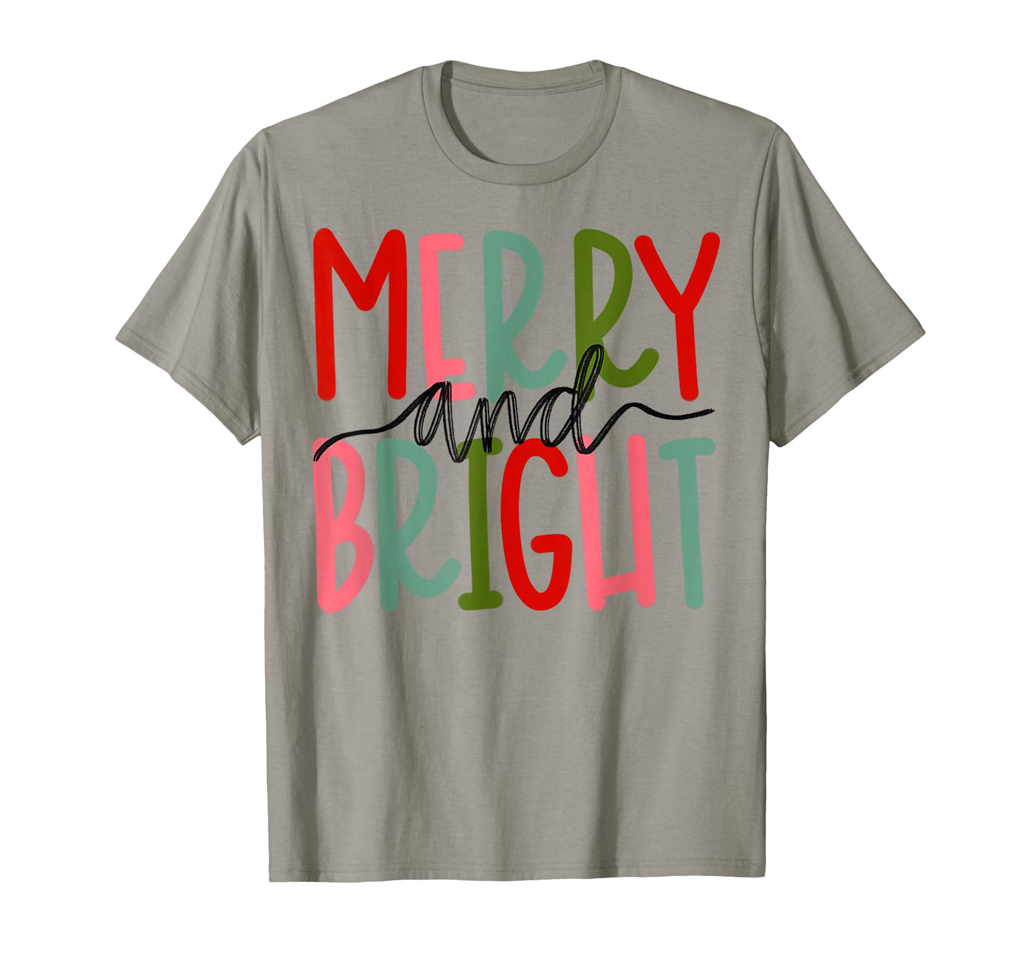Merry and Bright Christmas Women Girls Kids Toddlers Cute T-Shirt
