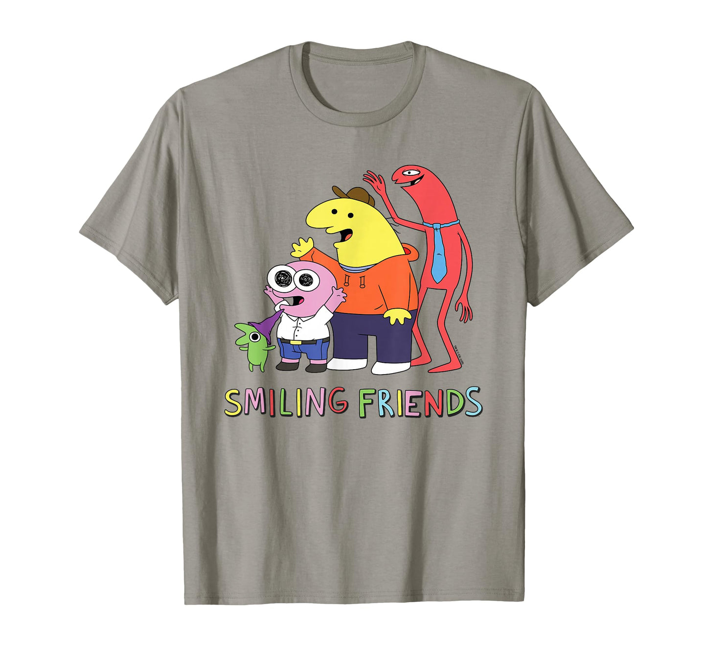 Smiling Friends Stacked Characters with Logo Cartoon T-Shirt